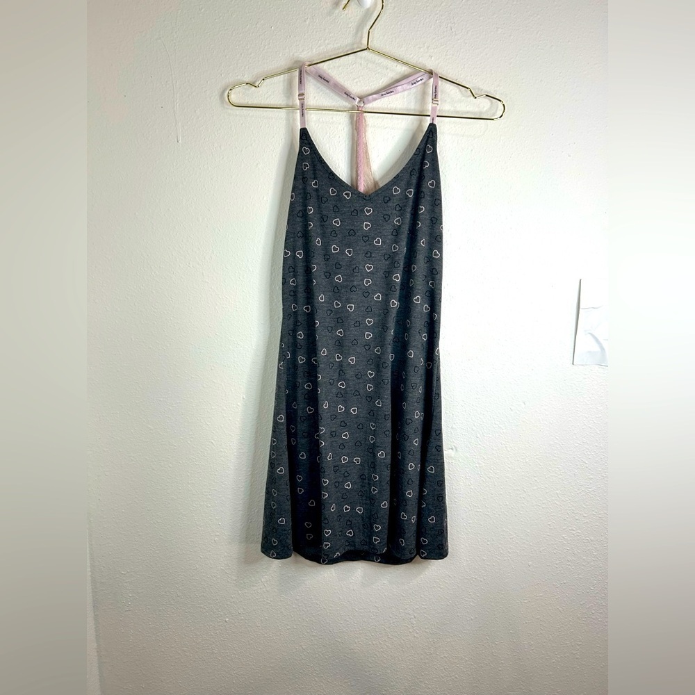 Gray Sleeveless Dress with Pink Straps
